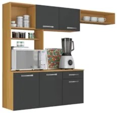 Armário de Cozinha Compacta 180cm Maxyn Cinamomo/Grafite A15 - Mpozena