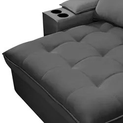 Sofá Retrátil 4 Lugares com Porta Copo 280cm Andes F05 Veludo Grafite