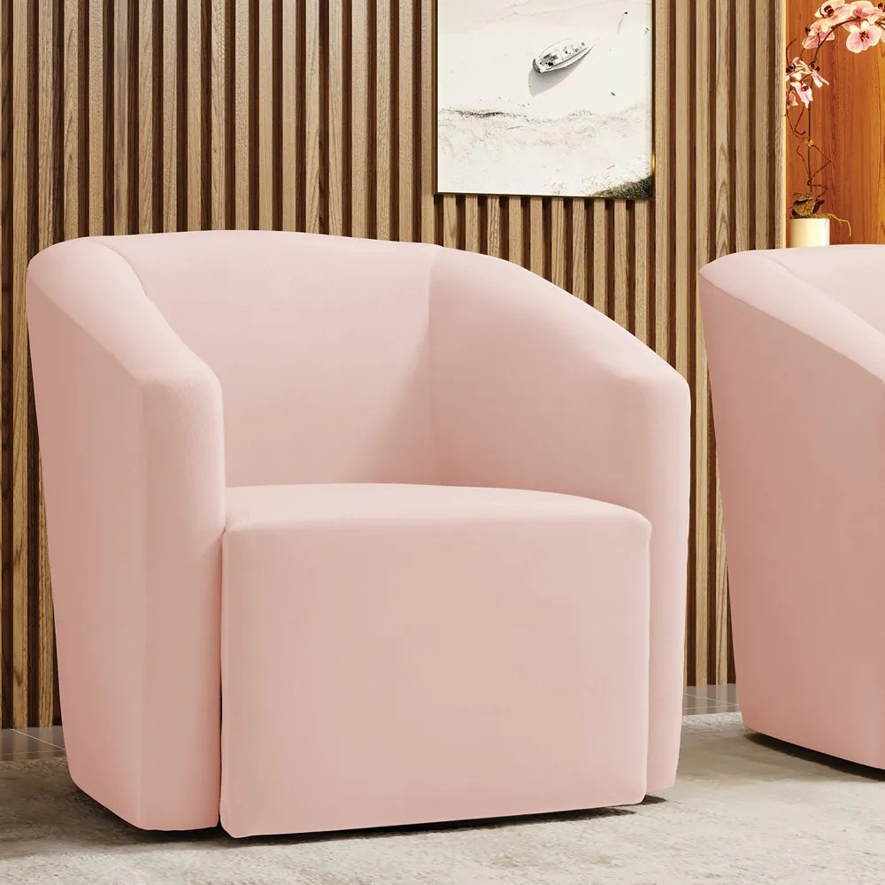 Poltrona Decorativa Base Giratória Stella Max Veludo Rosê D03 - D'Rossi