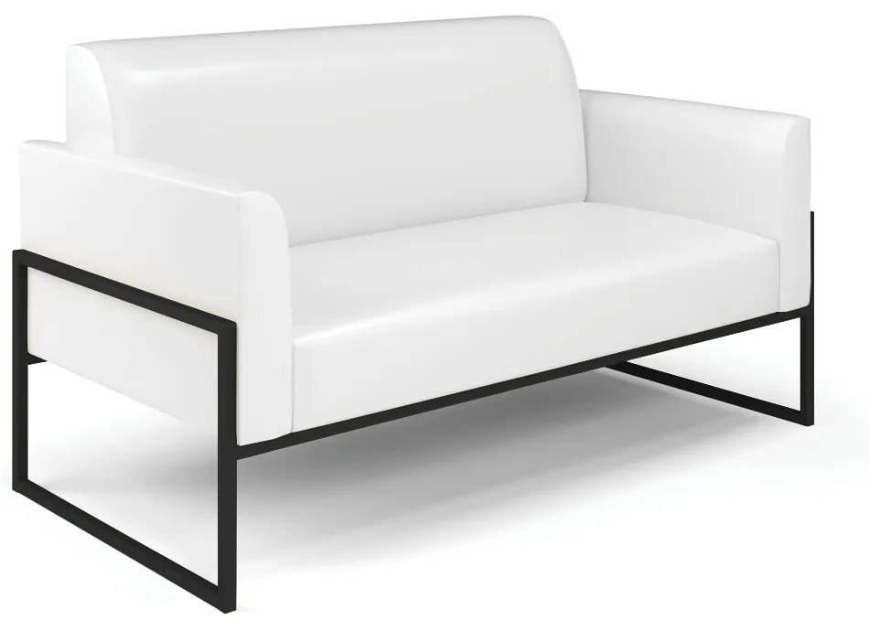 Sofá 2 Lugares Namoradeira Marisa Industrial Alta Preto Sintético Pu D03 - D'Rossi - Branco