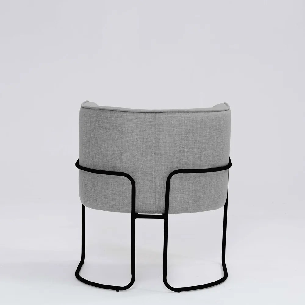 Poltrona Decorativa Belinda D07 Base Aço Linho Mescla Elefante - D'Rossi