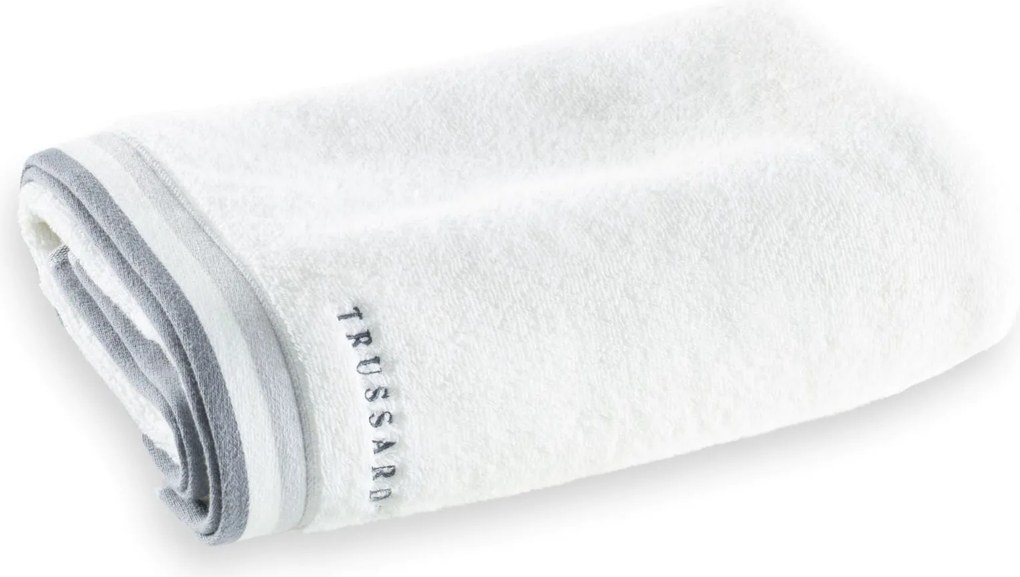 Toalha Rosto Trussardi Montello Branco Barra Cinza