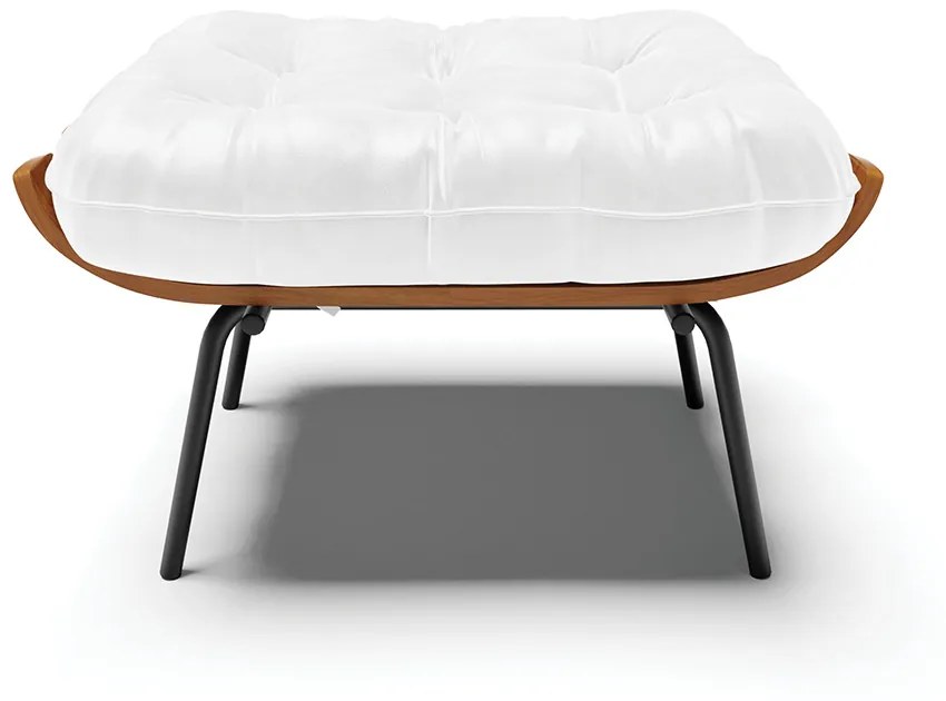 Puff Costela Corano Base Metálica Preto - D'Rossi - Branco