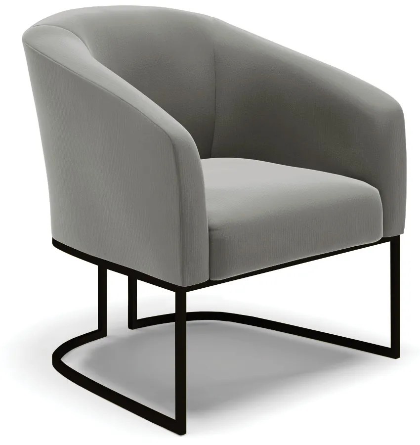 Namoradeira e 2 Poltronas Industrial Preto Stella Suede D03 - D'Rossi - Grafite