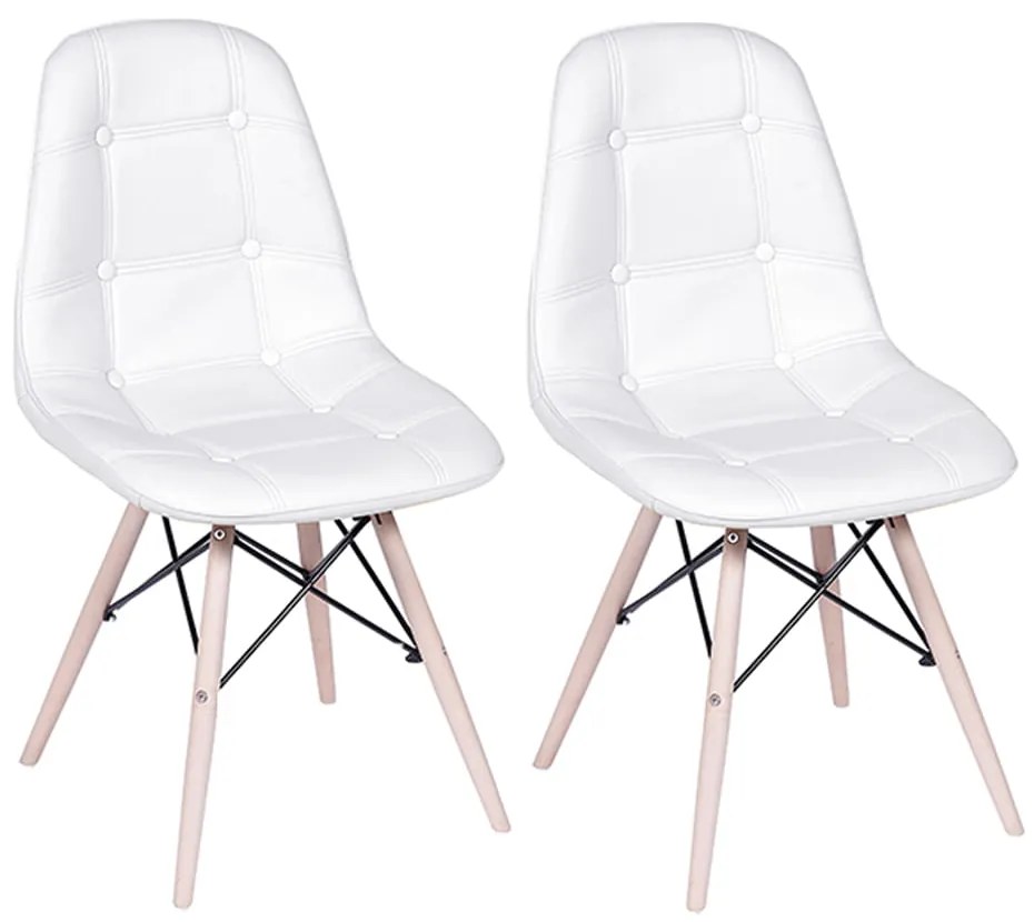 Conjunto 2 Cadeiras Eames Eiffel Botonê Branco - Conjunto 2 Cadeiras Eames Eiffel Botonê - Branco