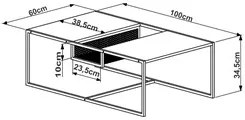 Mesa de Centro Com Nicho Pés Metálicos York Hanover/Preto - Artesano