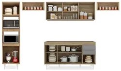 Armário de Cozinha Modulada 5 Peças CP13 Balcão Castanho/Cinza - Lumil