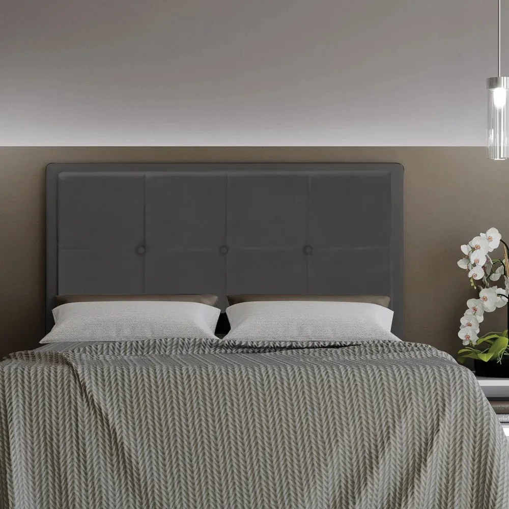 Cabeceira Ametista Para Cama Box Casal 140 cm Suede - D'Rossi - Grafite
