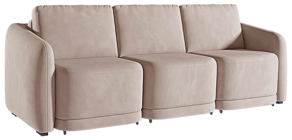 Sofá Cama Modulado Retrátil e Reclinável Decorativo Varsóvia 246cm Veludo Rosê G33 - Gran Belo