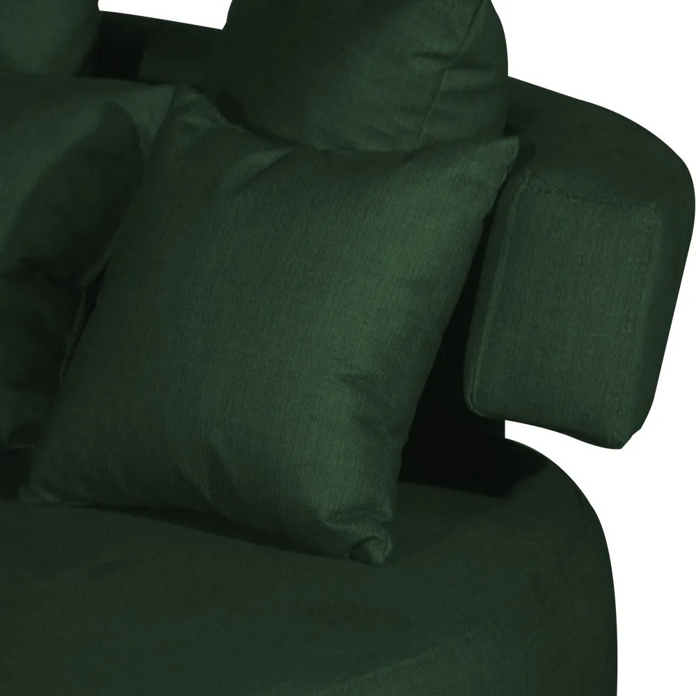 Sofá Chaise Eva Redondo 02 Lugares Suede Verde Bandeira