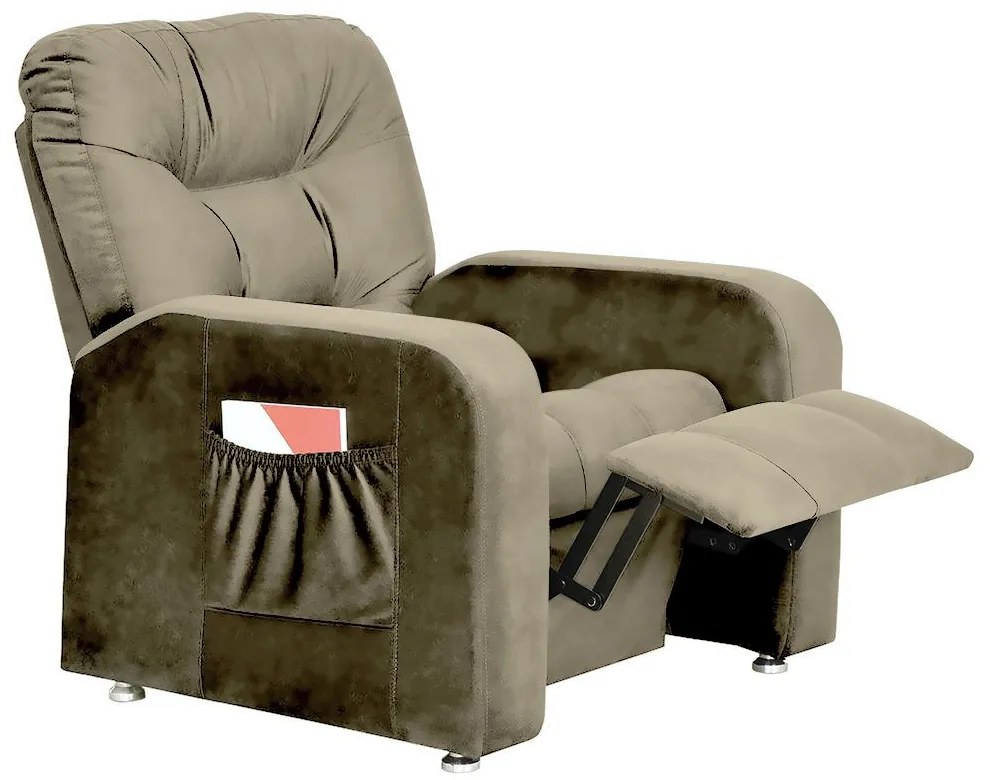 Poltrona do Papai Azera Mx7 Reclinável Suede Bege - Matrix - Bege