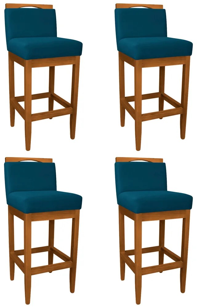 Kit 4 Banquetas Decorativa Elis Veludo Azul Marinho