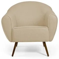 Kit 02 Poltronas Decorativas Nina Pés Palito Madeira C-129 Linho Bege