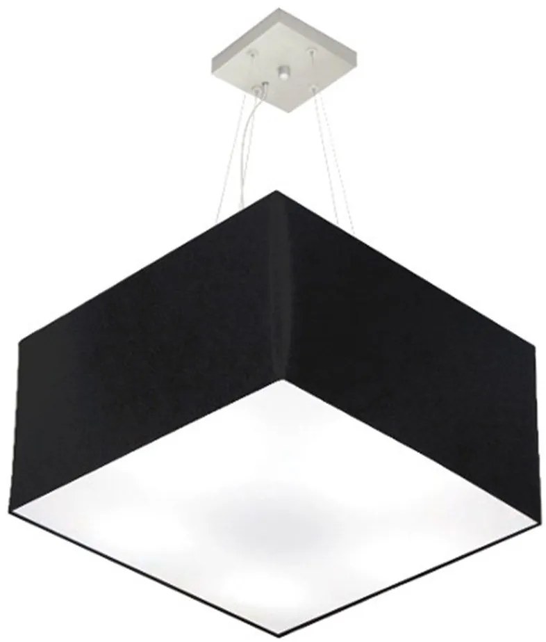 Lustre Pendente Quadrado Md-4199 Cúpula em Tecido 30/60x60cm Preto - Bivolt