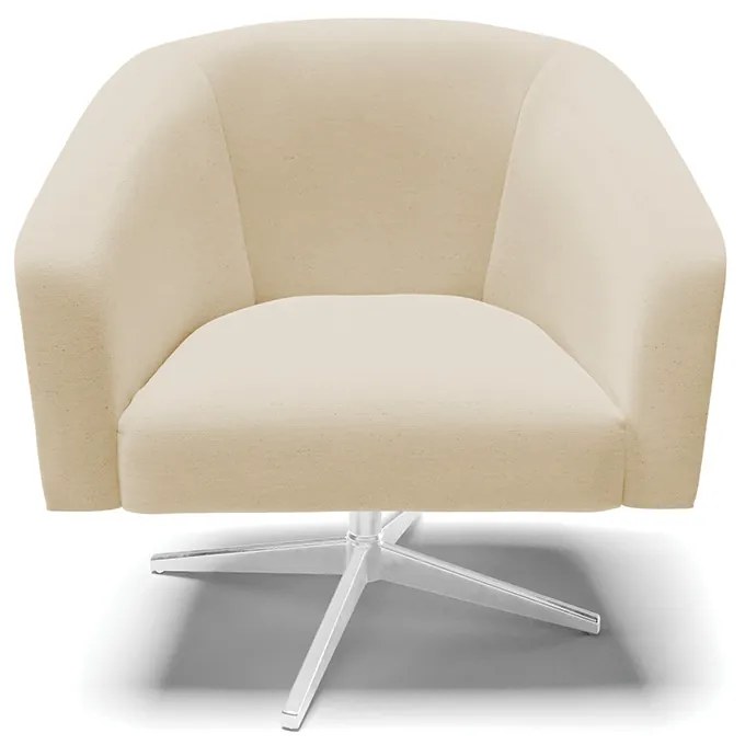 Poltrona Decorativa Giratória Cromada Kit 2 Stella Linho Areia D03 - D'Rossi