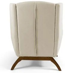 Kit 02 Poltronas Decorativas Juliet Base de Madeira C-107 Linho Bege -