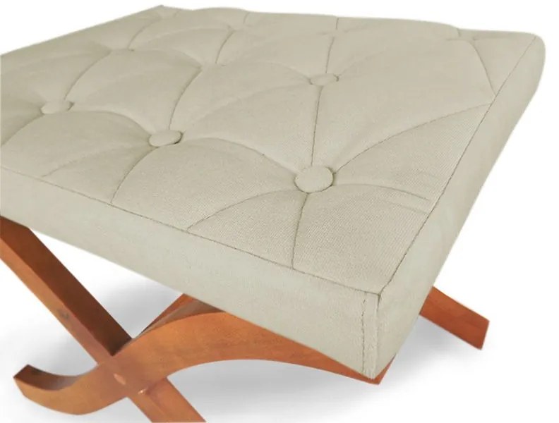 Puff Decorativo Joice Base Madeira Suede Bege - Sheep Estofados