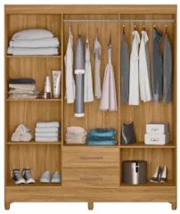 Guarda Roupa Casal 6 Portas 2 Gavetas 153cm Paraná Z17 Freijó - Mpozen