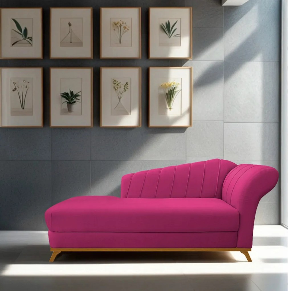 Recamier Vanessa 160cm Lado Esquerdo Suede Pink - ADJ Decor