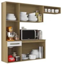 Armário de Cozinha Compacta 160cm Lora Atacama/Branco A15 - Mpozenato