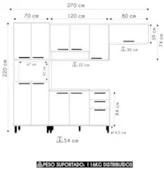 Armário Cozinha 4 Peças CP01 Com Pia Nádia Mocca/Avelã L01 - Mpozenato