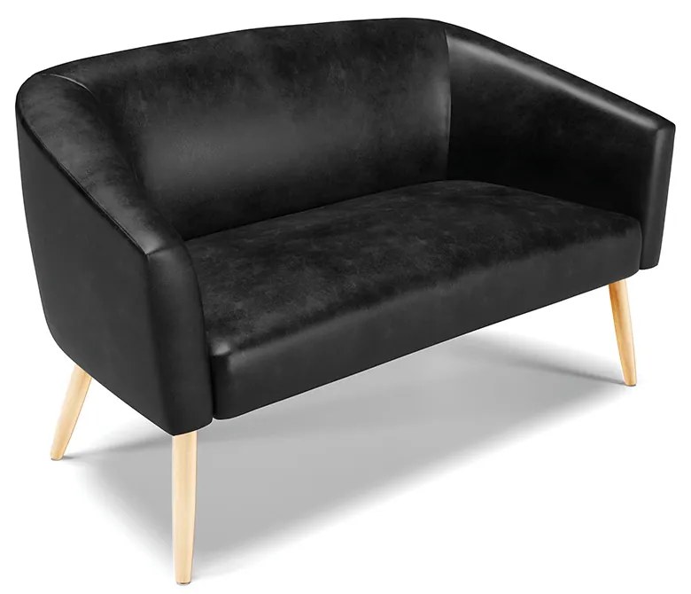 Namoradeira e 2 Poltronas Pé Palito Natural Stella Sintético PU D03 - D'Rossi - Preto