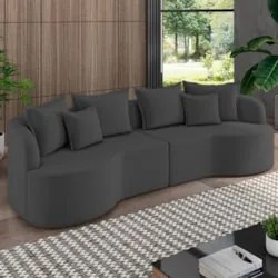 Sofá 3 Lugares 230cm Orgânico Quito Z08 Veludo Cinza Escuro - Mpozenat