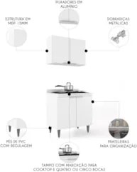 Armário de Cozinha e Balcão Cooktop Pérola Z34 Branco - Mpozenato