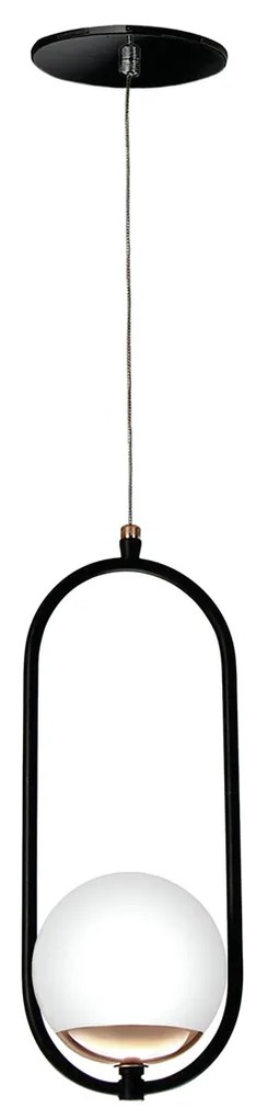 Pendente Oval C/ Globo 15X12X37Cm Metal E Vidro 1 X G9 Globo Ø12Cm|Old... (PRETO, FOSCO)
