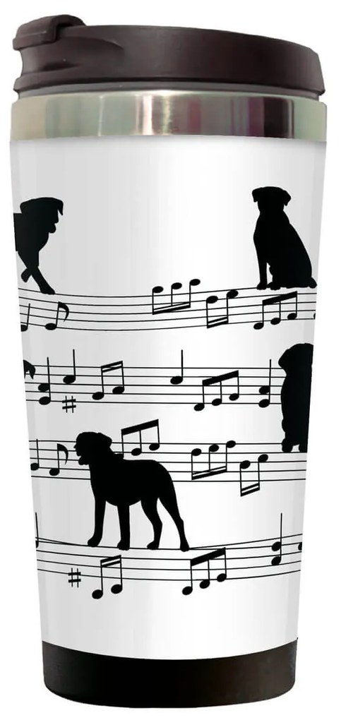 Copo Térmico 500ml Inox Branco Cachorro Musical