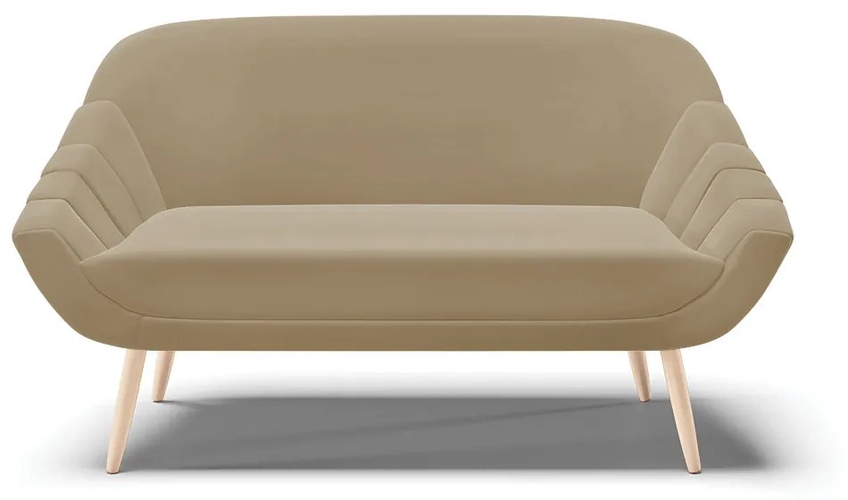 Kit 01 Namoradeira 02 Lugares e 02 Poltronas Giovana Suede Marrom Rato Pés Palito Natural - D'Rossi