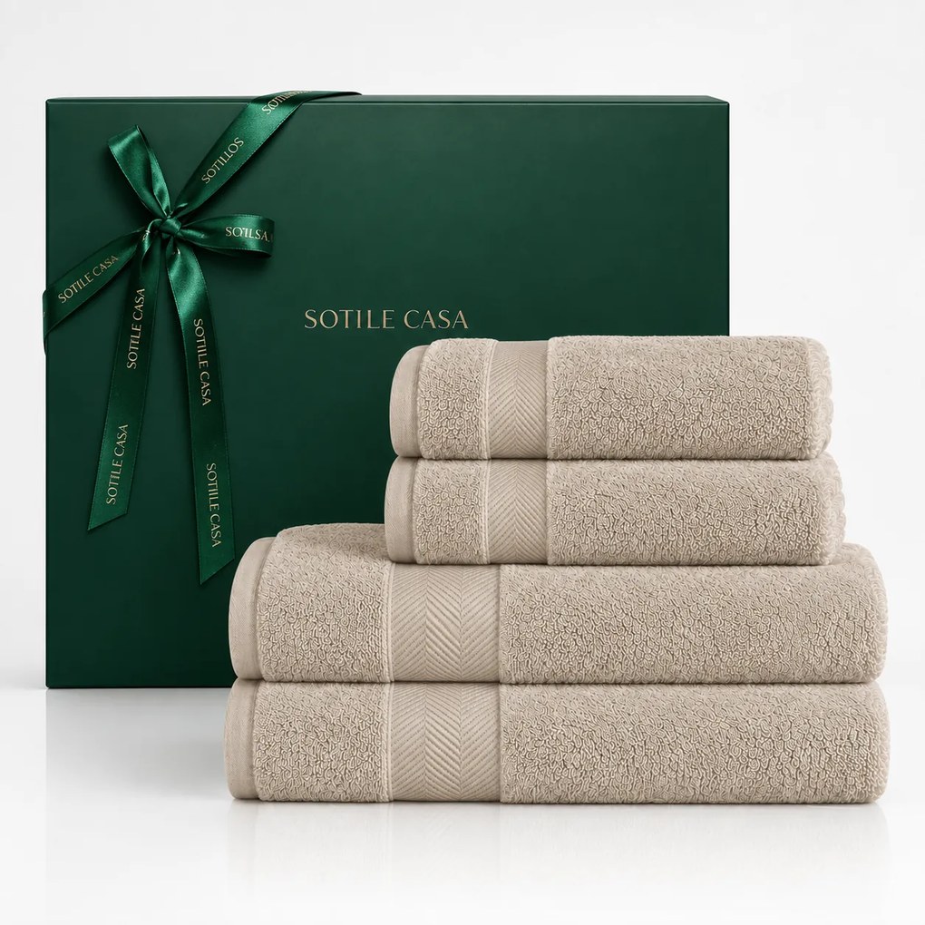 Kit 4 Pçs Toalhas Karsten 100% Algodão Santi c/ Caixa de Presente Natal - Chino Chino