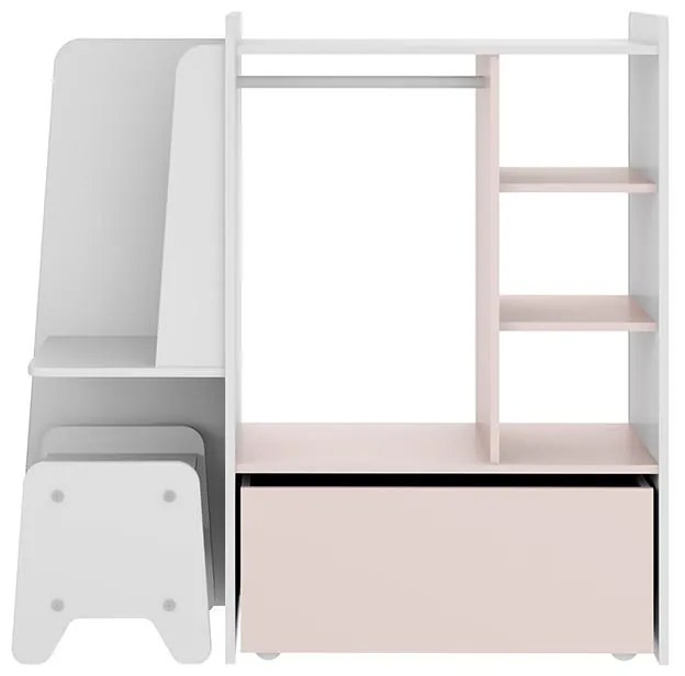 Closet Guarda Roupa Infantil Mimo Com Banquinho - Branco/rosa