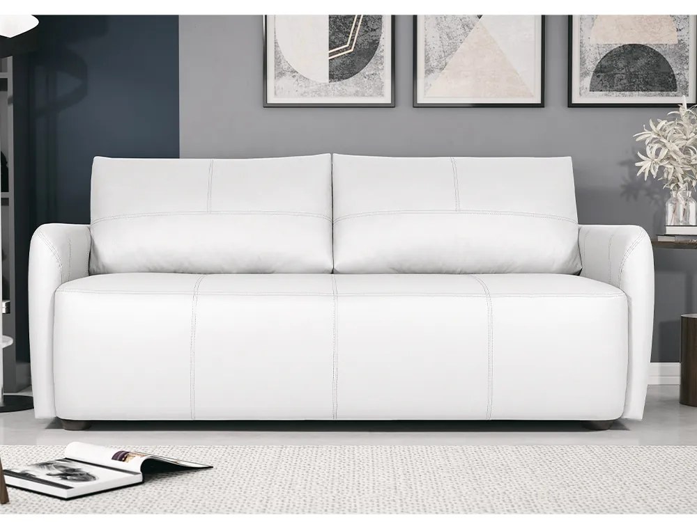 Sofá Decorativo Sala de Estar Lily 3 Lugares 240cm Couro Branco G34 - Gran Belo