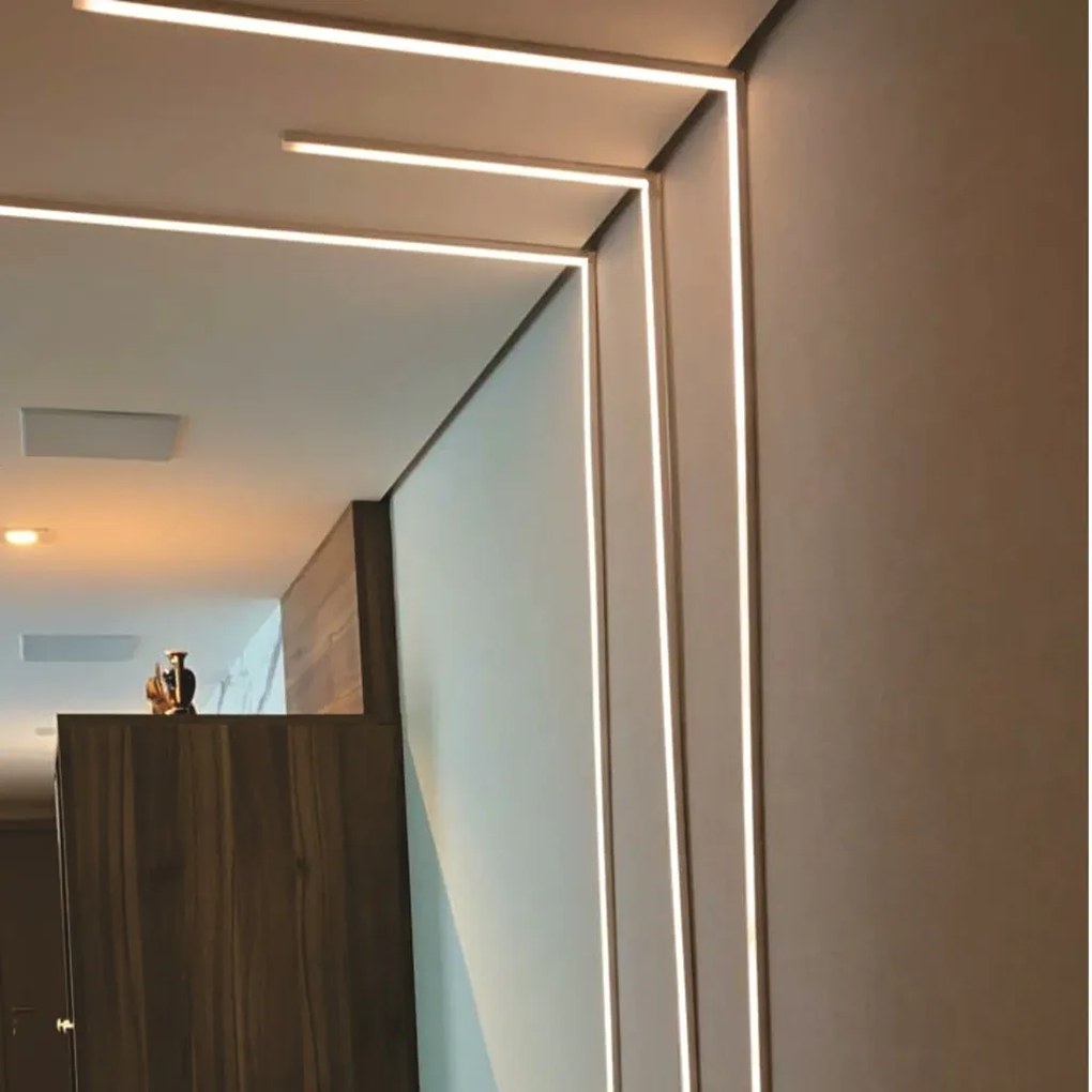 Junção Teto/parede Perfil Sobrepor Para Fita Led Garbo 10X10Cm | Usina... (PT - Preto Texturizado)