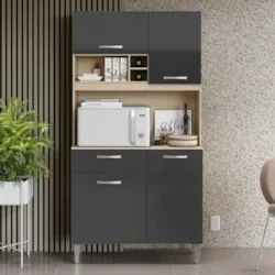 Armário de Cozinha Compacta 91cm Morgan Avena/Grafite A15 - Mpozenato
