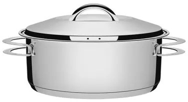 Caçarola Tramontina Solar Rasa em Aço Inox Fundo Triplo com Tampa e Alças 28 cm 7,1 L