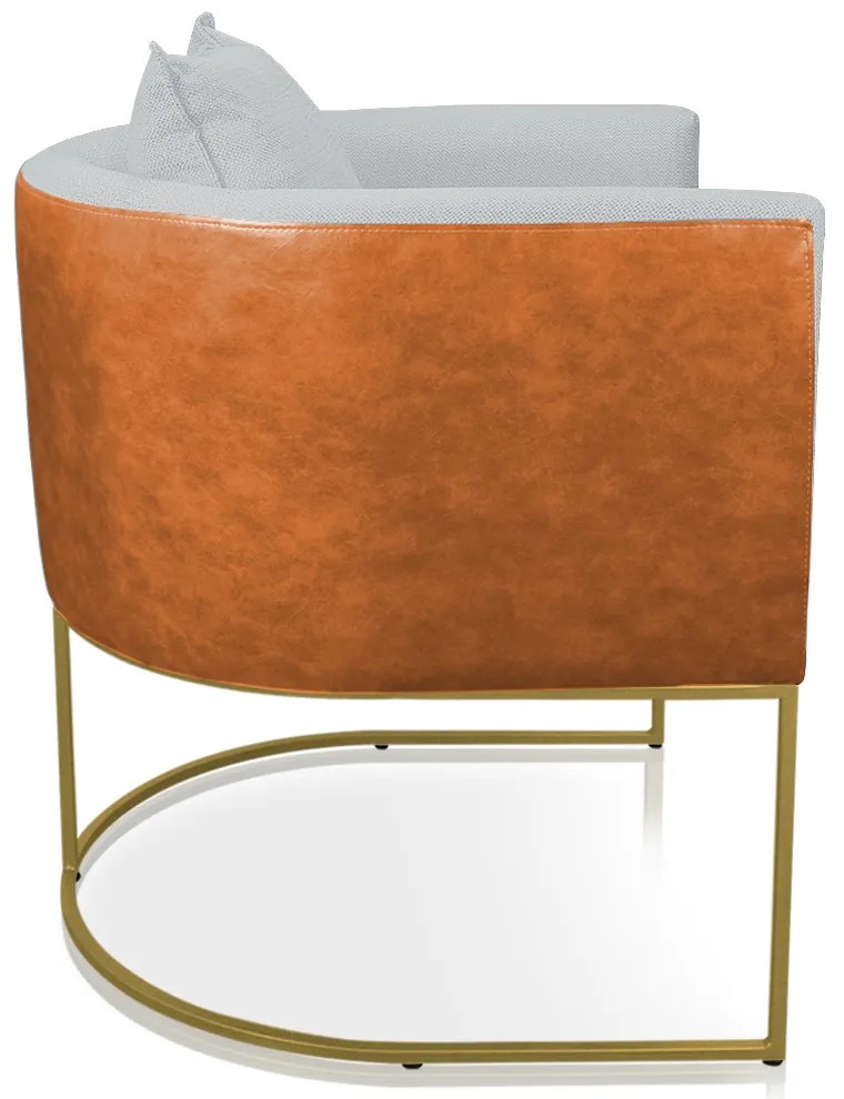 Poltrona Paola Corano Nozes com Linho Base Metálica Dourado D03 - D'Rossi - A05 Cinza Claro