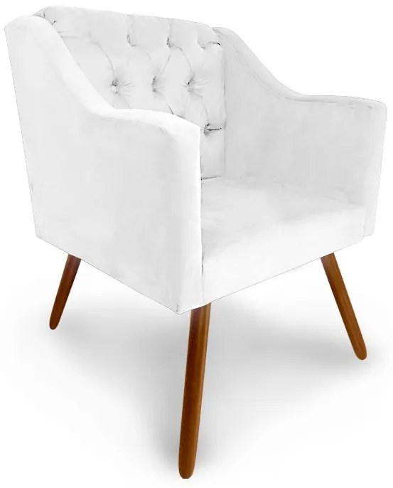 Kit 2 Poltronas Decorativas Capitonê Amanda Retrô Corano Branco - Loja Sheep - Branco