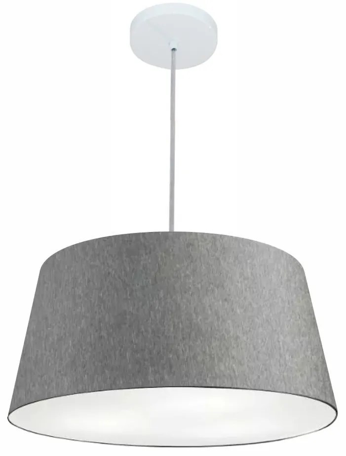 Lustre Pendente Cone Md-4050 Cúpula em Tecido 21/50x40cm Rustico Cinza - Bivolt