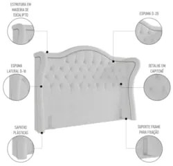 Cabeceira Cama Box Casal 140cm Antibes Z37 Boucle Branco - Mpozenato