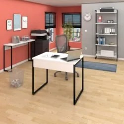 Conjunto Escritório Mesa 90 Aparador e Estante Studio Industrial Z28 B