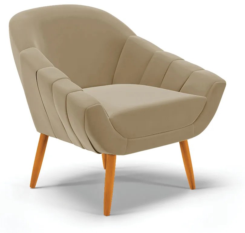 Kit 01 Namoradeira 02 Lugares e 02 Poltronas Giovana Suede Marrom Rato Pés Palito Castanho - D'Rossi