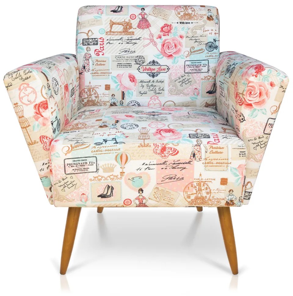 POLTRONA DORA ESTAMPADO RETRO ROSA D61 P