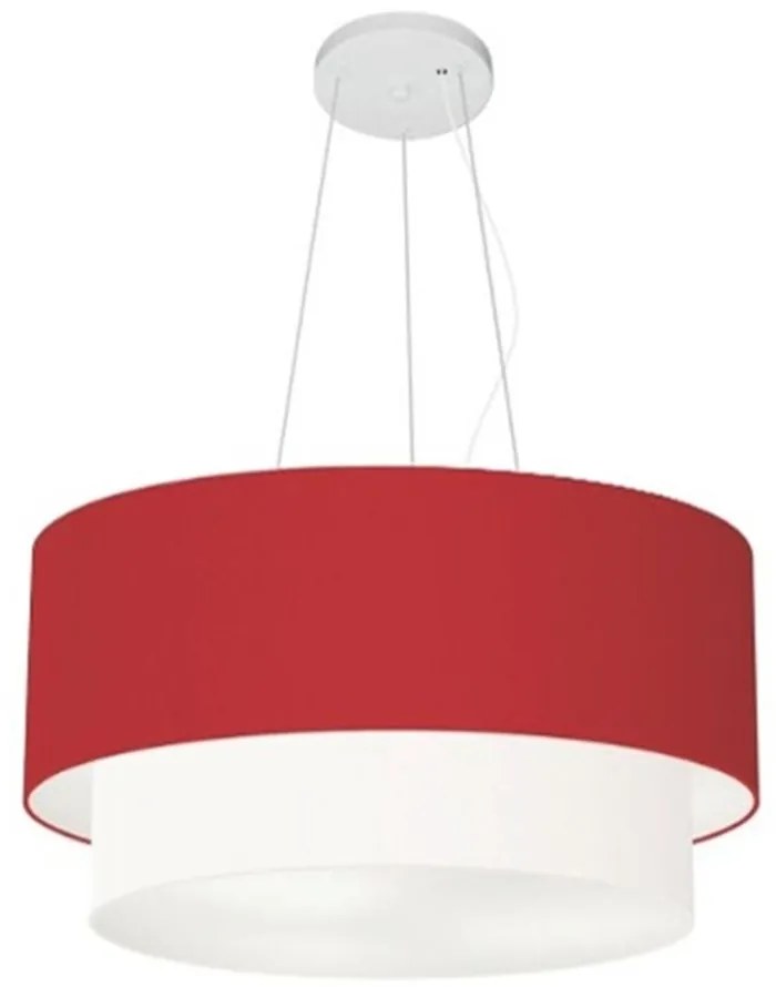 Lustre Pendente Duplo Cilíndrico Vivare Md-4061 Cúpula Tecido 50x40cm - Bivolt
