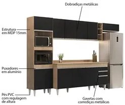 Armário de Cozinha Modulada 5 Peças CP17 Balcão com Tampo Castanho/Pre