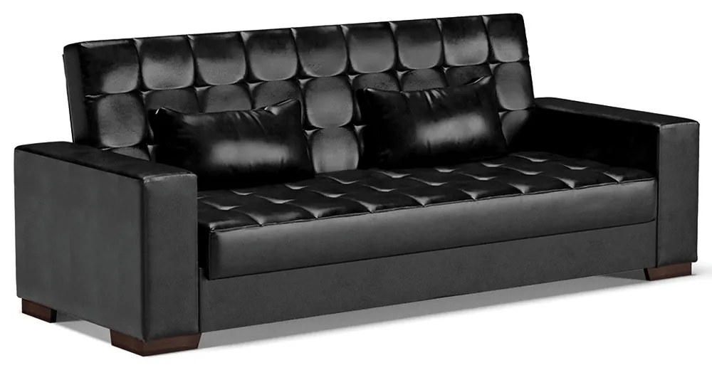 Sofá Cama Decorativo 210cm Beesley Pu Preto Brilho G19 - Gran Belo