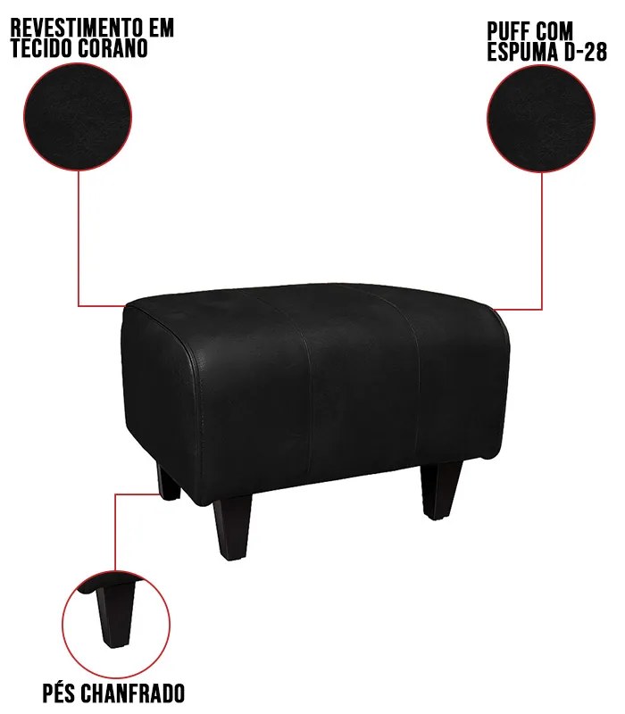 Poltrona do Papai com Puff USB e Porta Copos Ravella PU R04 - D'Rossi
 - Preto