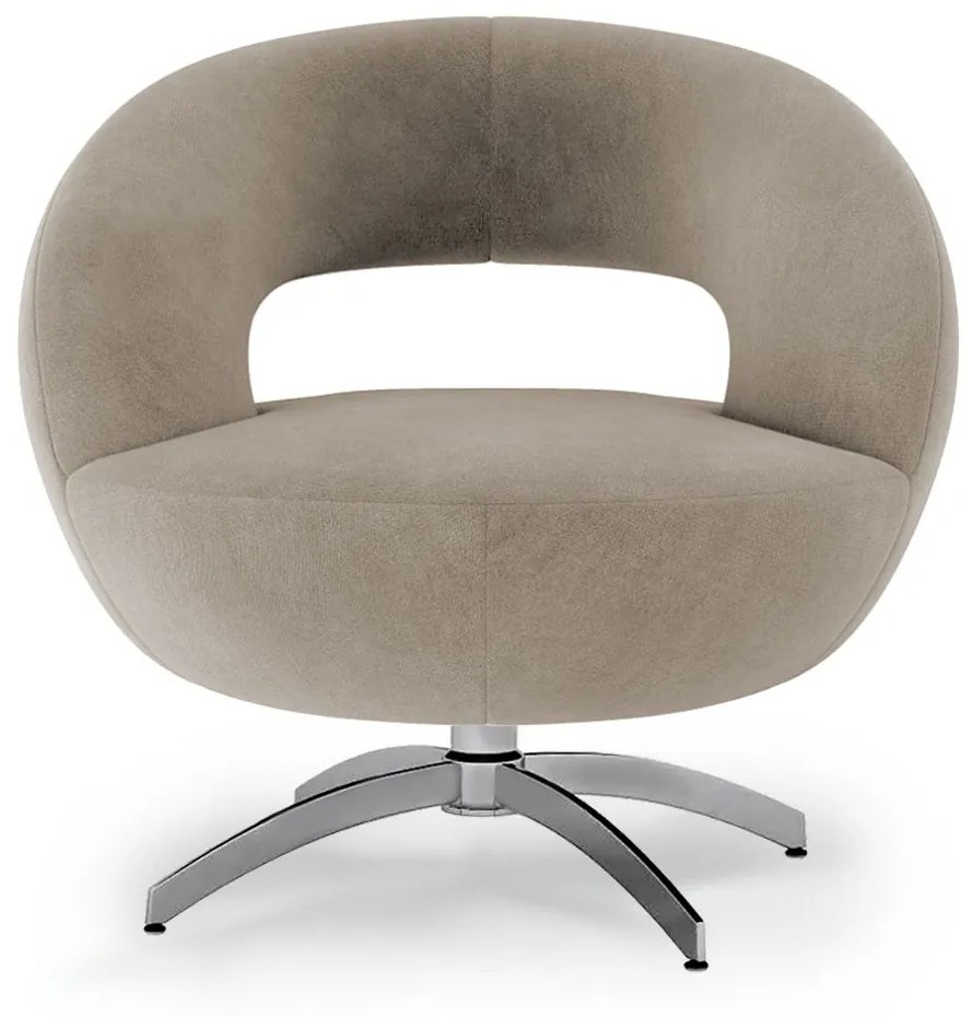 Poltrona Decorativa Base Giratória Topázio Veludo Bege - Sheep Estofados - Bege
