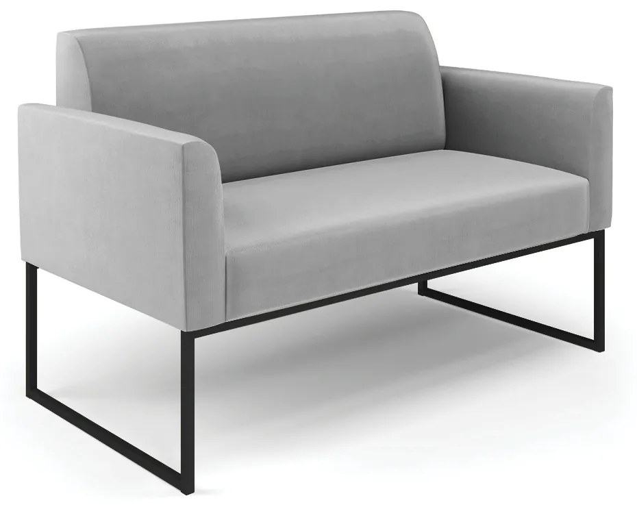 Sofá Namoradeira Base Industrial Preto Marisa Suede D03 - D'Rossi - Cinza